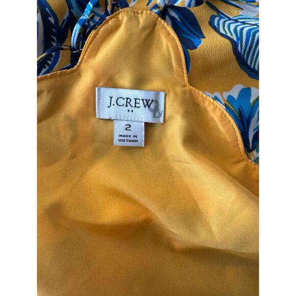 J. Crew Women's Size 2 Blue & Yellow Floral Cami Tank Sleeveless Spaghetti Strap - Picture 7 of 10